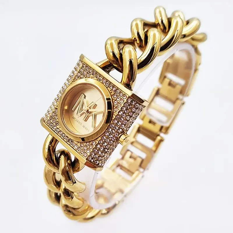 Michael Kors Mini Chain Lock Pavé Gold-tone Ladies Watch- MK4711